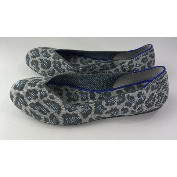 Rothy's Round Toe The Flat Ballet Slip On Knit Shoes Leopard Animal Print Sz 8.5 - Picture 5 of 13